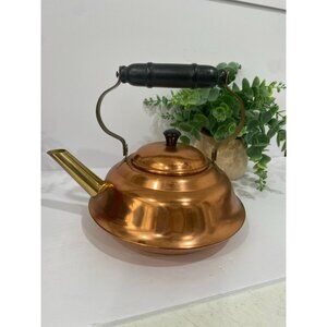 Vintage Coppercraft Guild Decorative Copper Teapot Kettle Wooden Handle 7"